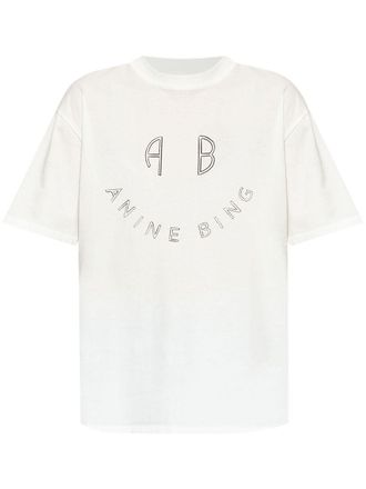 Anine Bing logo-print cotton t-shirt - White