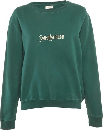 Saint Laurent Felpa con stampa logo - Verde