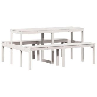 vidaXL Vidaxl - Mesa De P&iacute;cnic Madera Maciza De Pino Blanco 160x134x75 Cm