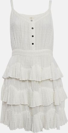 Maje White Swiss Dots Chiffon Tiered Rustivan Short Dress