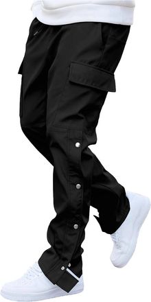 Generic Mens Cargo Trousers Straight Leg Pants Stretchy Combat Tactical Trousers Elastic Waist Tracksuit Bottoms Baggy Sweatpants Lightweight Joggers Training