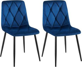 Clp Juego de 2 sillas de comedor Clairton Azul oscuro Terciopelo