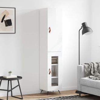 vidaXL Vidaxl - Aparador Alto Madera Contrachapada Blanco Brillo 34,5x34x180 Cm