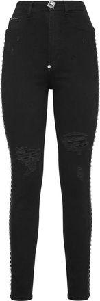 Philipp Plein Super High Waist Jegging - Dames - Skinny Jeans - Zwart - W26 - Katoen - Jeans
