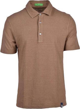 Drumohr Brown Cotton Linen Polo