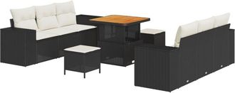 vidaXL Vidaxl - Garden Sofa Set Manual 9 pcs Black and cream 80 x 80 x 71 cm
