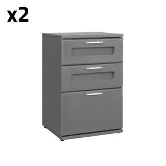 ML Design 2x mesilla de noche con tres cajones 40x60x38 cm madera gris