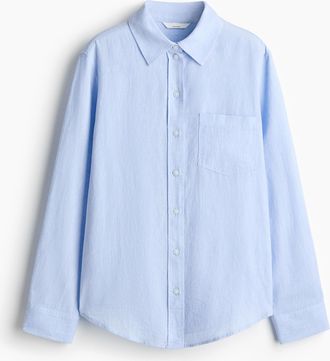 H&M Hemdbluse aus Leinenmix - Hellblau