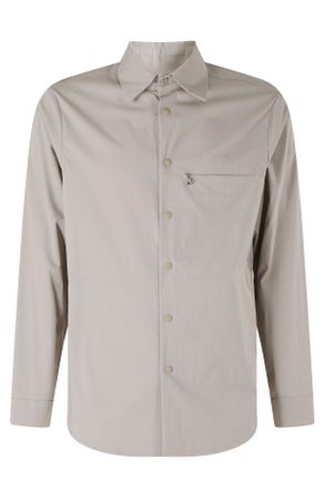 Aspesi Taupe Blade Zippered-Chest Cotton-Blend Casual Shirt