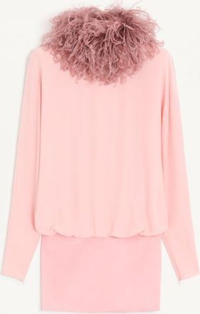 Valentino Abito Corto In Georgette Con Piume Donna ROSA 36