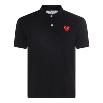 Comme Des Gar&ccedil;ons SS25 Heart-Patch Polo Shirt Black AX-T006-051-1