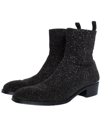 Alexander McQueen Alexander Mcqueen Mens Leather Glitter Bootie (Authentic Pre-Loved)