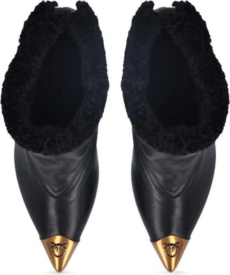 Pinko 90mm logo boots - women - Goat Skin/Polyester/Rubber/Elastodiene - 36 - Black