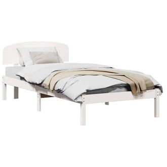 Berkfield Home White Bed Frame with Headboard White 75x190 cm Solid Wood Pine