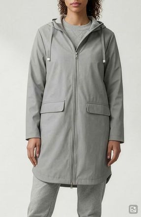 Noize Janae Water Repellent Hooded Raincoat in Silver at Nordstrom, Size X-Large