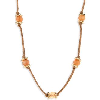 Madewell Long Beaded Silk Necklace in Acorn at Nordstrom