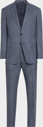 Giorgio Armani Men & apos;s Micro-Squares Wool Classic Fit Suit