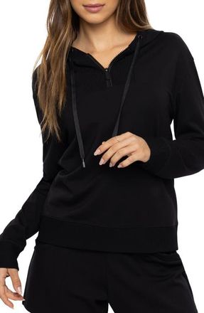 Travis Mathew Horizon Line Quarter Zip Hoodie in Black at Nordstrom, Size Large