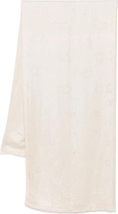 Liu Jo Scarves, female, Beige, Size: ONE SIZE Beige Metallic Threaded Frayed Edge Scarf