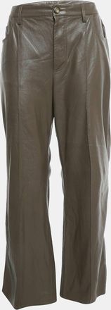 Nanushka Brown Faux Leather Wide Leg Trousers
