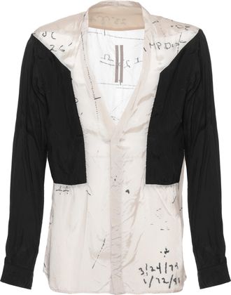 Rick Owens Ivory Printed Black Long Sleeve Shirt