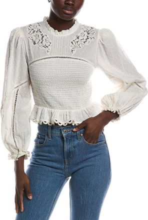 Farm Rio Farm Rio Off-White Smocked Blouse