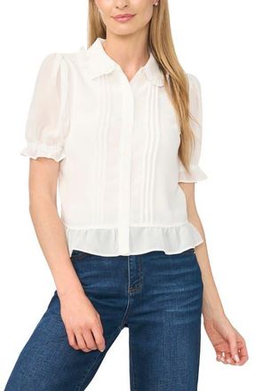 CeCe by Cynthia Steffe Pintuck Chiffon Shirt in New Ivory at Nordstrom, Size X-Large