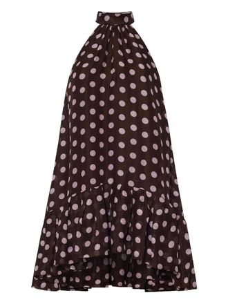Cara Cara polka-dot ruffled mini dress - women - Fabric - M - Brown