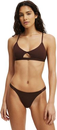 Cotton On Womens Branded Cotton Knot Front Bralette in French Roast at Nordstrom, Size Medium