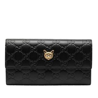 Gucci Pre-owned Wallets, female, Black, Size: ONE SIZE Pre-owned Embossed Leather Wallet