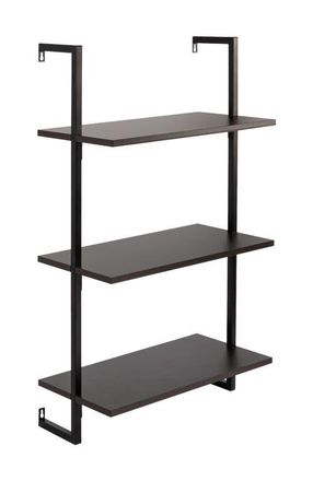 Happimess Madera Classic Industrial Shelf Wood Wall-Mounted Open Ladder Bookcase with Metal Frame in Black at Nordstrom, Size Small