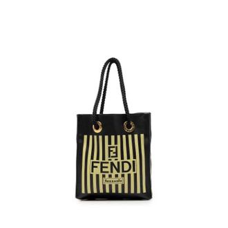 Fendi Pre-owned Printed Leather Tote - Dames - Vintage Shopper - Zwart - ONE Size - Leer - Vintage