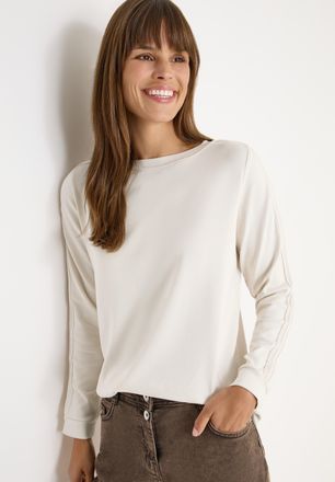Cecil Langarmshirt CECIL, Damen, Gr. XXL (46), light greige, Jersey, Obermaterial: 48% Baumwolle, 48% Modal, 4% Elasthan, unifarben, l&auml;ssig geschnitten h&uuml;ft