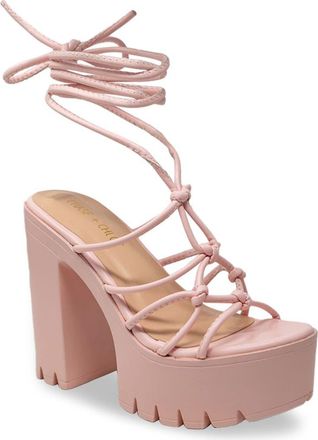 Chase + Chloe by Intouch Footwear Knotted Ankle Wrap Platform Sandal in Pink at Nordstrom Rack, Size 6.5