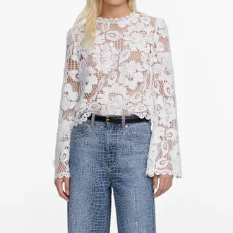 Self Portrait Crochet Lace Top In White