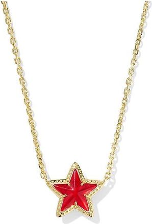 Kendra Scott Cassidy Short Pendant Womens Necklace Womens Necklace Gold Red Illusion, Brass
