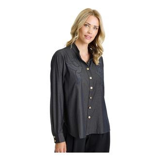 In Front Camisa vaquera - Blouses & Shirts - Mujer - Azul - 2XL