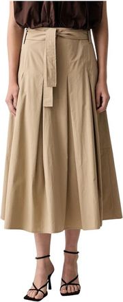 Vicolo Katoenen Midi Rok - Dames - Midirokken - Beige - S - Katoen - Rokken