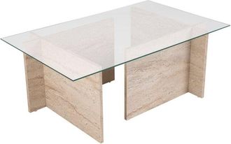 Dmora Tavolino da salotto Illasi, Tavolo basso da caff&egrave;, Portariviste per divano, Ripiano da soggiorno, 105x65 h40 cm, Beige - Dmora