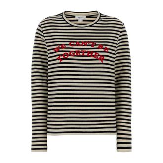 Alexander McQueen Alexander McQueen, Long Sleeve Tops, female, Multicolor, Size: XS Embroidered Stretch Cotton T-shirt