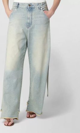 Darkpark wide leg trousers distressed hem belt loops