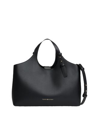 Tommy Hilfiger Womens Logo Satchel,BLACK One Size