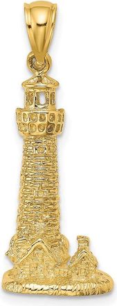 Diamond2Deal 14k Yellow Gold 2-D Assateague Isl Lighthouse, Va Charm