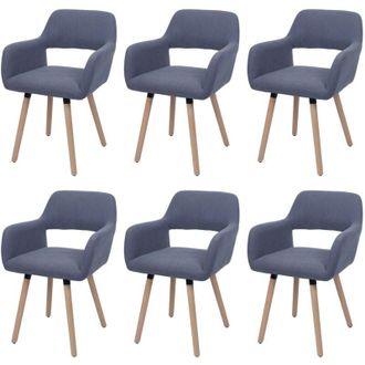 Hhg Hhg - Nunca Usado] Juego De 6 Silla De Comedor 878 Ii, Silla Silla De Cocina Silla Tapizada, Madera Tejido/cord&oacute;n Textil (400g/m&sup2;) Mvg, Gris Oscuro