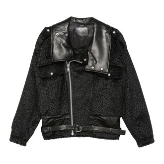 R13 Vintage-look Jas - Dames - Leren en Su&egrave;de Jassen - Zwart - S - Katoen - Jassen