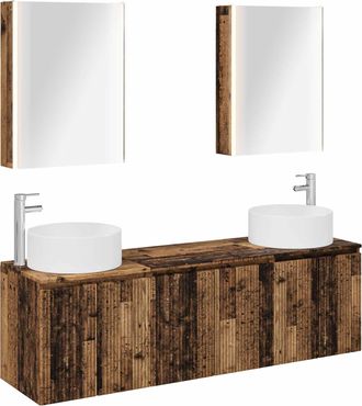 vidaXL Juego De Muebles De Ba&ntilde;o 5 Uds. Madera Envejecida Vidaxl