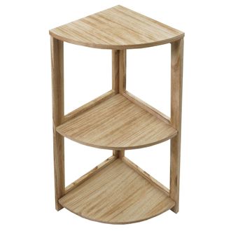 Hhg Nunca Usado] Estanter&iacute;a Esquinera Hhg 395, Estanter&iacute;a De Pie Estanter&iacute;a De Sal&oacute;n, 3 Baldas, 80x37x37cm Mdf De Paulownia, Marr&oacute;n Natural
