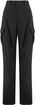 Bottega Veneta Wool Cargo Broeken - Dames - Straight fit broeken - Zwart - 2XS - Katoen - Broeken