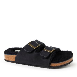 Dearfoams Womens Tamworth Cork Molded Footbed Double Band Slide