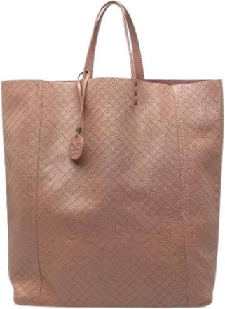 Bottega Veneta Pre-owned Embossed Leather Tote Bag - Dames - Vintage Shopper - Bruin - ONE Size - Leer - Vintage